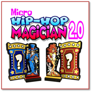 Colorful cartoon magician and assistant illustrations.